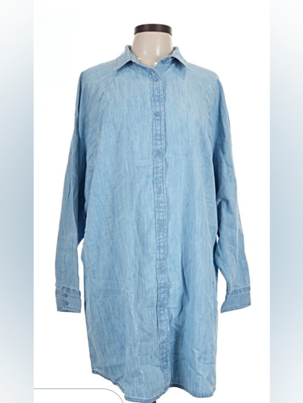 Express Light Wash Denim Shirt Dress - Light Blue